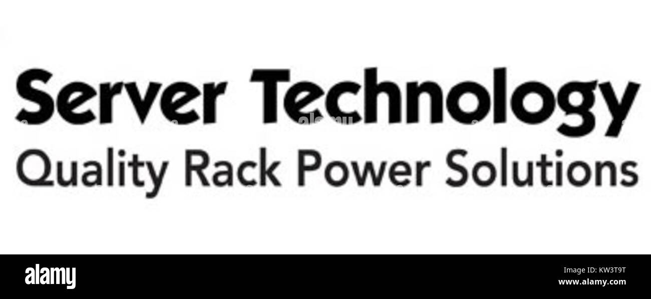 Il logo di Server Technology rappresenta un'azienda specializzata in soluzioni di distribuzione, monitoraggio e gestione dell'alimentazione per data center e infrastrutture IT. Foto Stock