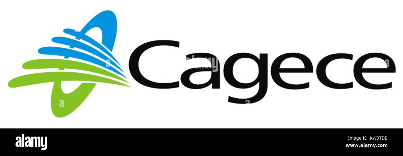 Logo di Cagece (Companhia de Água e Esgoto do Ceará), la società di approvvigionamento idrico e fognario responsabile del trattamento delle acque reflue nello stato di Ceará, Brasile. Il logo rappresenta l'impegno dell'azienda a fornire servizi pubblici essenziali alla popolazione della regione. Foto Stock