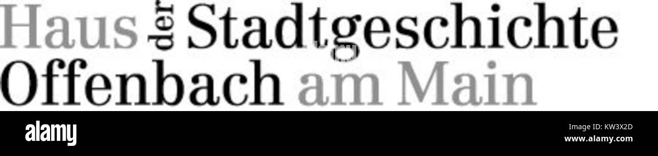 Il logo della Haus der Stadtgeschichte (Casa della storia della città) a Offenbach am Main, Germania, rappresenta l'istituzione dedicata alla conservazione e alla presentazione della storia della città attraverso mostre e archivi. Foto Stock