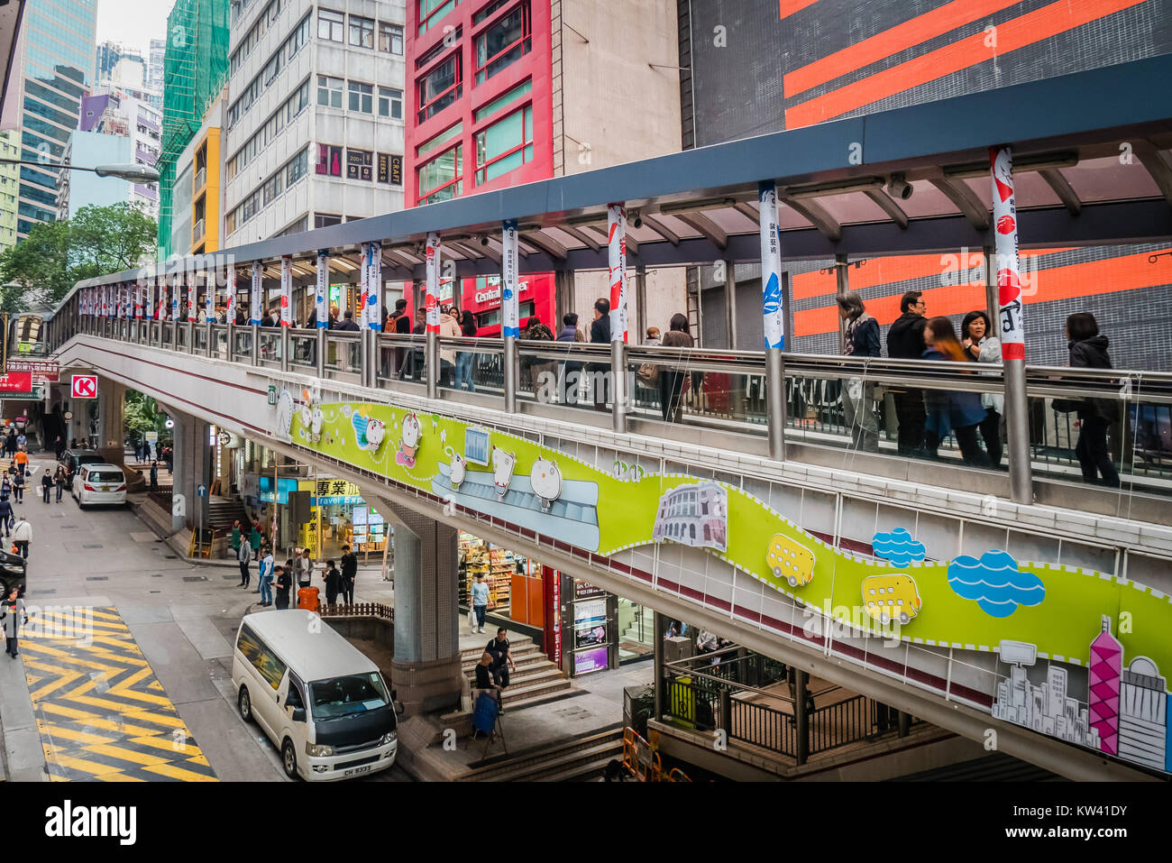 Escalator più lunga in hong kong central Foto Stock
