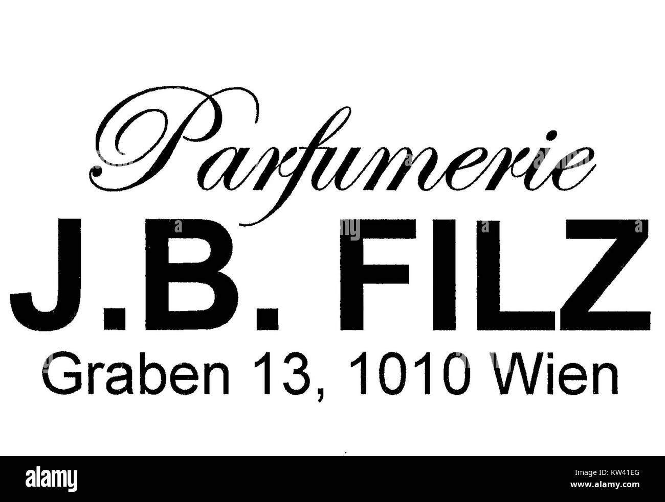 Il logo di Parfumerie FILZ, creato nel 2009, rappresenta l'identità del marchio nel settore delle fragranze. Noto per offrire un'ampia gamma di profumi di alta qualità, il logo riflette l'impegno del marchio verso l'eleganza e la raffinatezza nel mondo dei profumi e dei prodotti per la cura della persona. Foto Stock