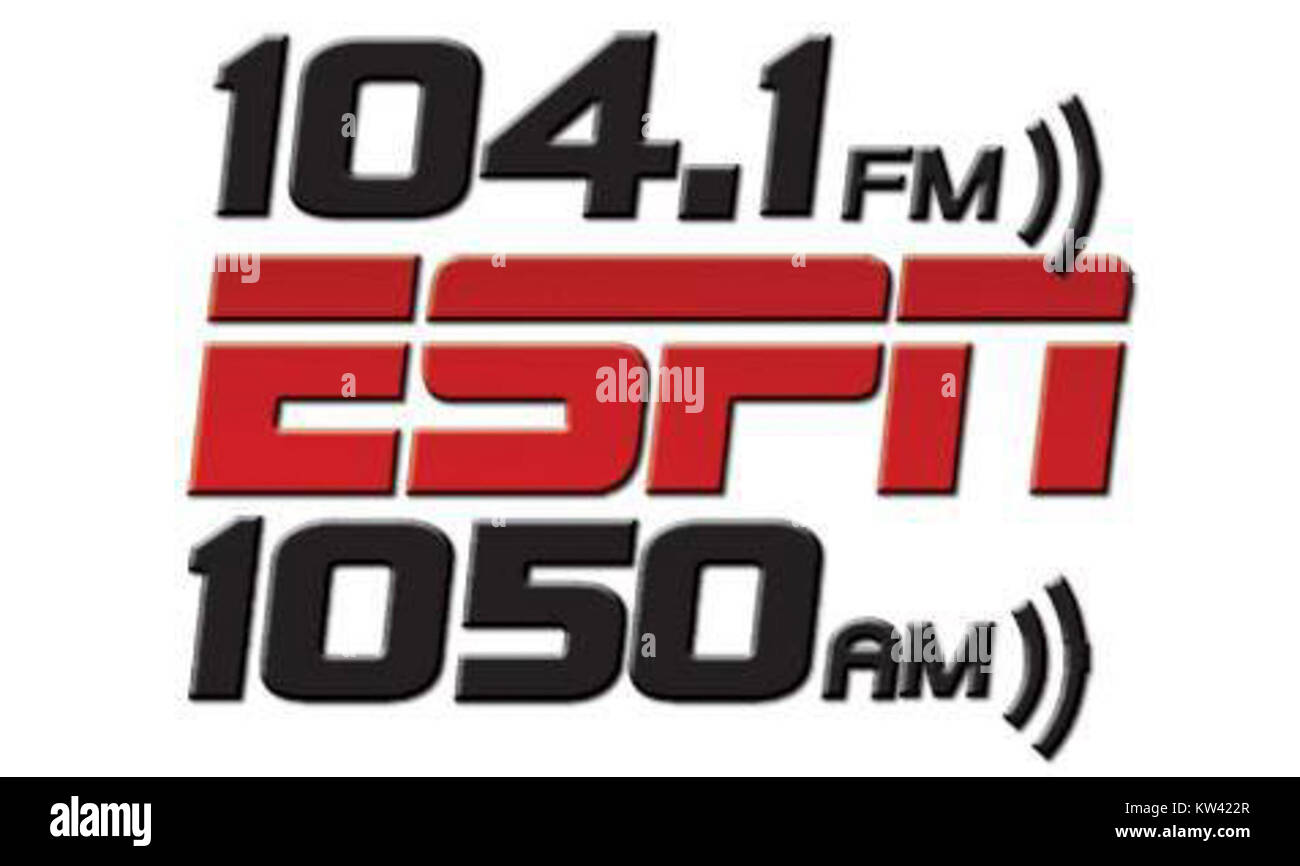 WLYC ESPN 1050 AM 104,1 FM è una stazione radio che fornisce copertura sportiva, inclusi eventi dal vivo, talk show e analisi. Il marchio combina frequenze AM e FM per raggiungere un vasto pubblico, offrendo una varietà di contenuti sportivi. Foto Stock