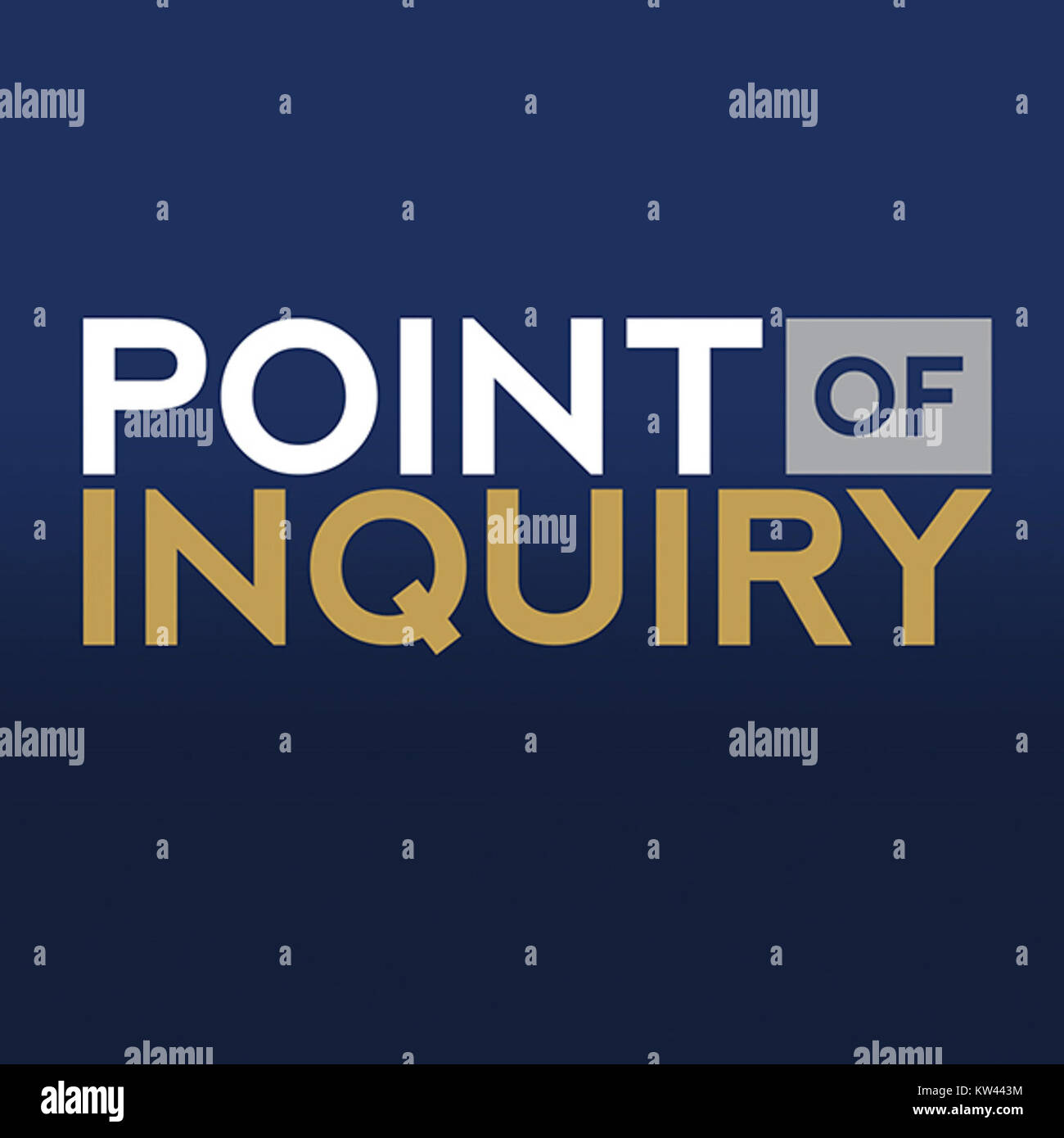 La copertina di "Point of Inquiry" presenta un'illustrazione che cattura l'essenza della natura investigativa e intellettuale dello spettacolo. Rappresenta un pensiero critico e un'indagine su vari argomenti di interesse. Foto Stock