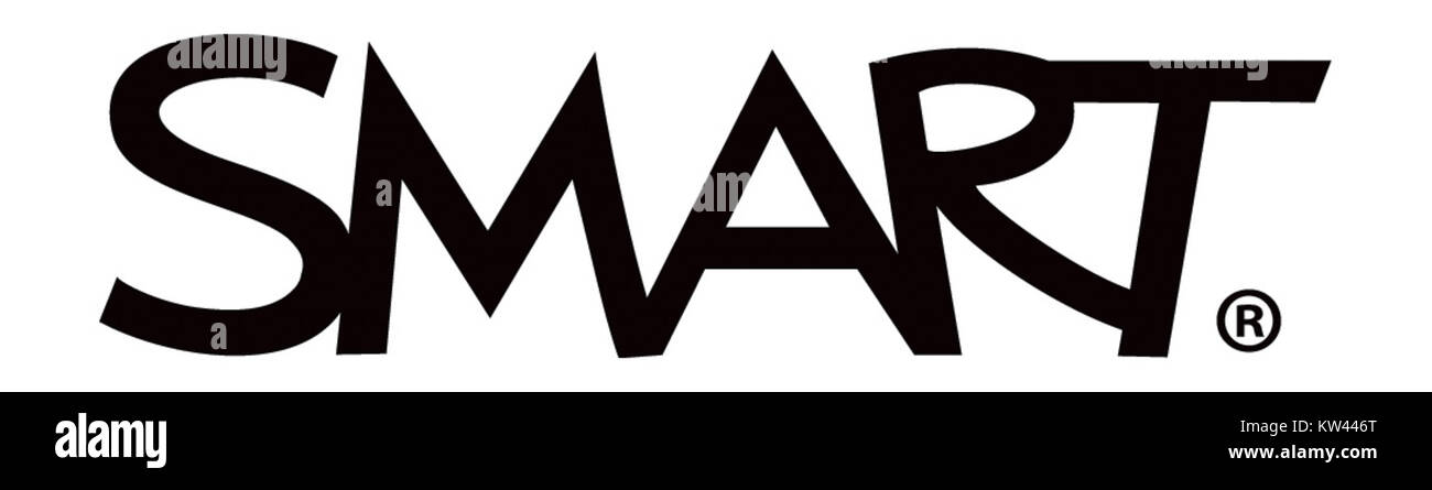 Il logo SMART Technologies in nero è caratterizzato da un design moderno ed elegante. Rappresenta l'attenzione dell'azienda verso soluzioni tecnologiche innovative per l'istruzione e gli ambienti aziendali, offrendo prodotti interattivi all'avanguardia. Foto Stock