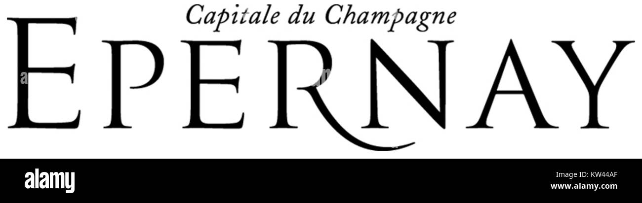 Il logo di Epernay rappresenta la regione produttrice di Champagne della Francia, simboleggiando la sua rinomata cultura vinicola e la produzione di vino spumante. Foto Stock