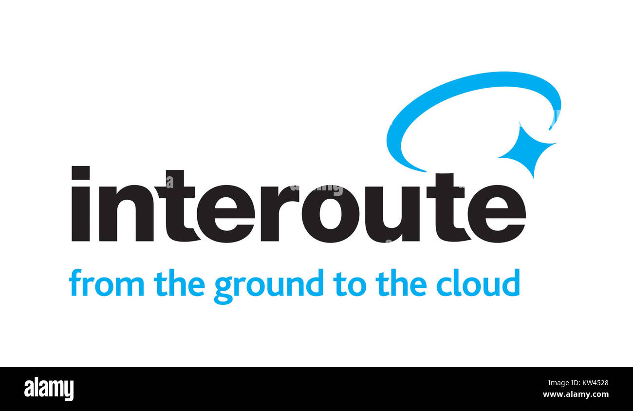 Il logo Interoute rappresenta l'identità di brandâ, associata ai suoi servizi di comunicazione e tecnologia. La linea del marchio e la combinazione di colori RGB sono in linea con l'immagine dell'azienda nel settore tecnologico. Foto Stock