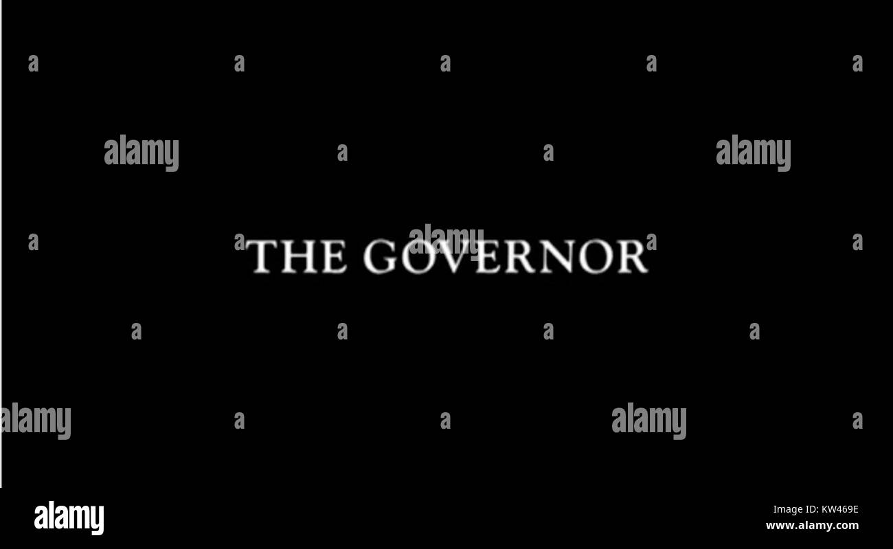 La scheda del titolo del Governatore si riferisce probabilmente a un elemento visivo o grafico relativo a uno spettacolo o a una serie che coinvolge un funzionario governante. Foto Stock