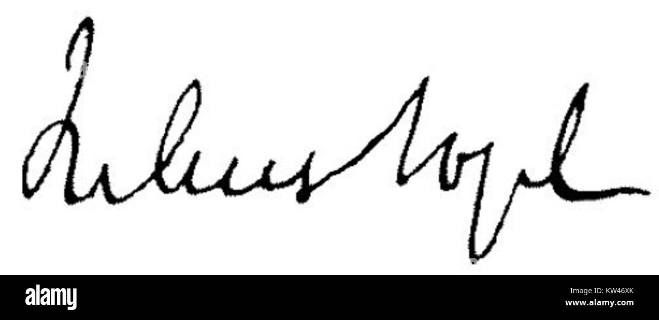 Questa immagine raffigura la firma di Julius Vogel, un importante politico e uomo d'affari neozelandese del XIX secolo, noto per il suo ruolo nello sviluppo del paese. Foto Stock