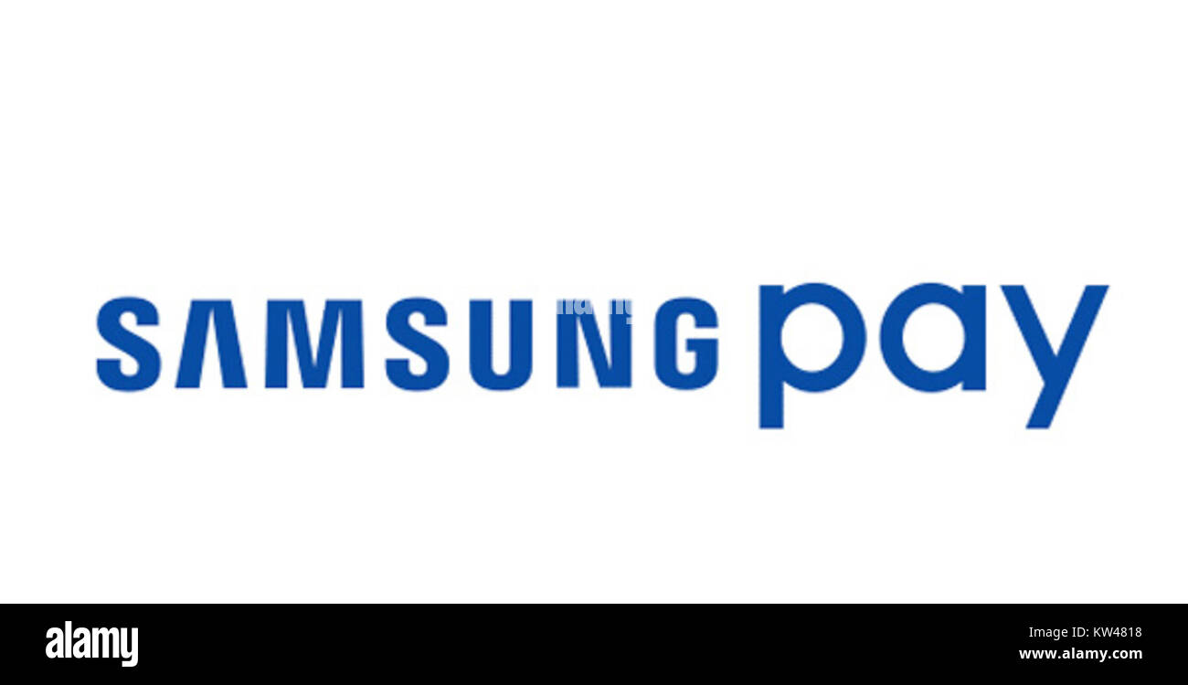 Il logo Samsung Pay rappresenta il sistema di pagamento mobile sviluppato da Samsung, che consente agli utenti di effettuare pagamenti sicuri utilizzando i propri dispositivi mobili. Sottolinea il ruolo di Samsung nel settore dei pagamenti digitali. Foto Stock