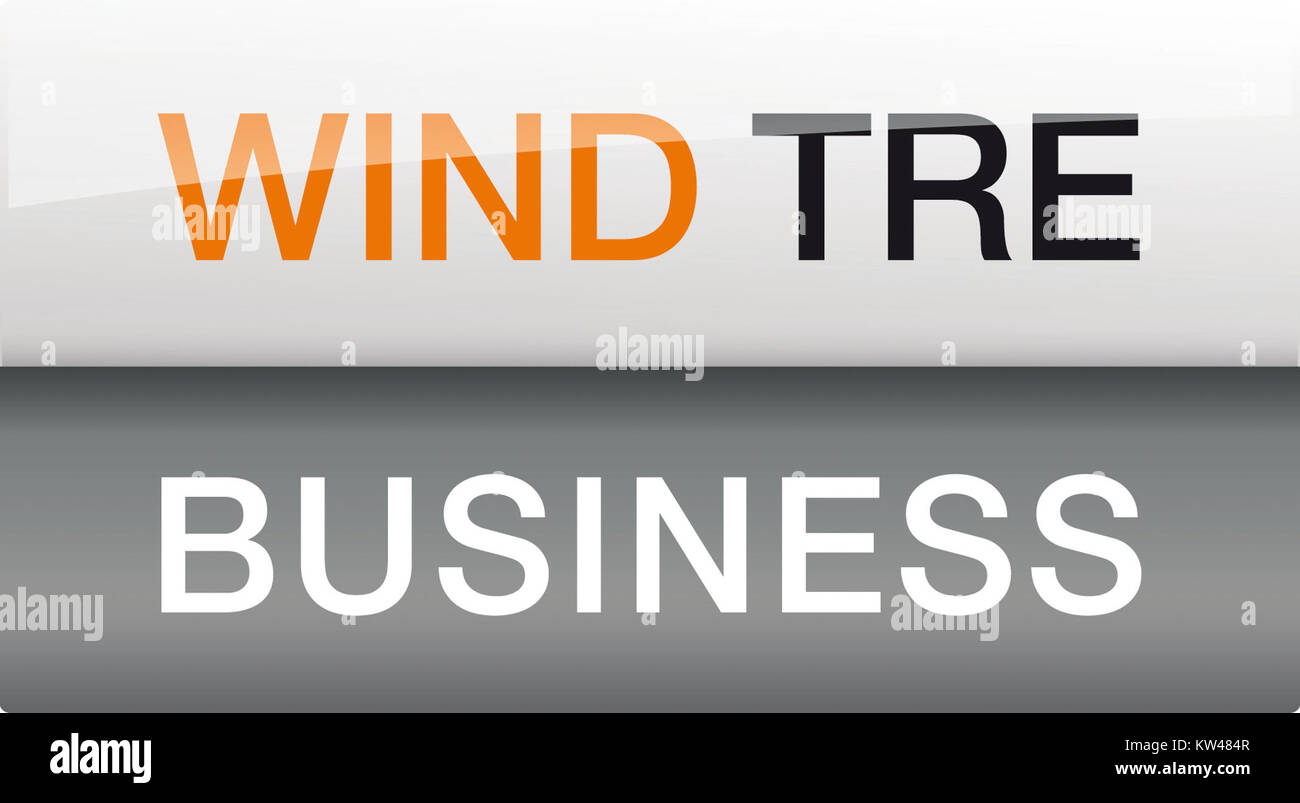 Il logo Wind tre Business rappresenta la divisione aziendale di Wind tre, società italiana di telecomunicazioni. Il logo viene utilizzato per identificare il marchio nel settore aziendale. Foto Stock