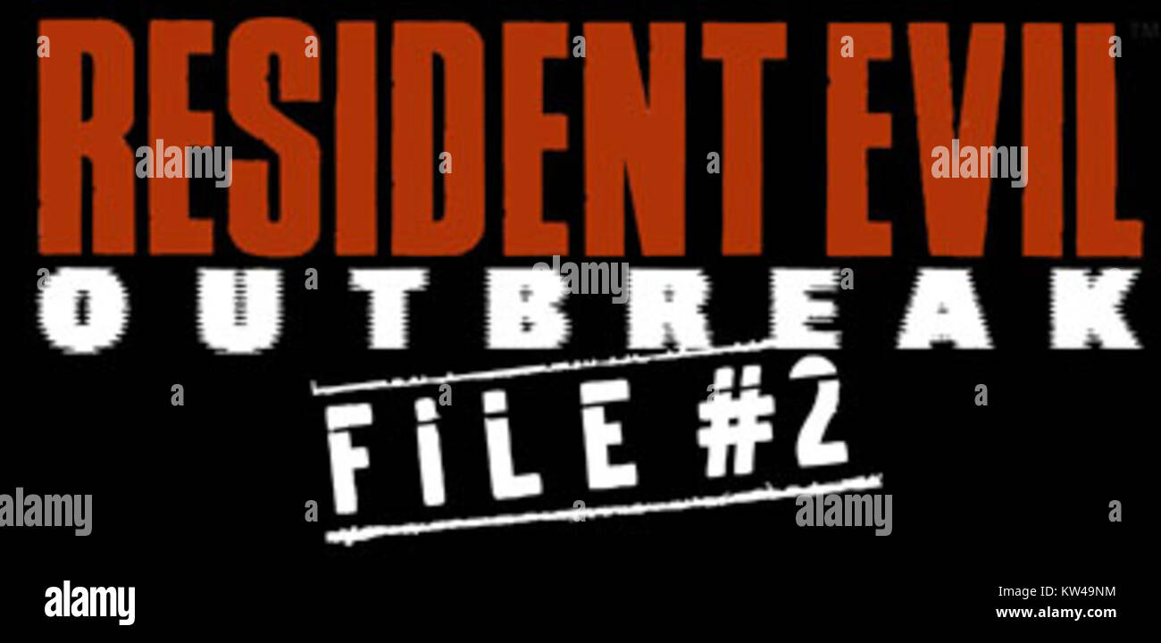 Il logo *Resident Evil Outbreak 2* rappresenta la continuazione della serie di videogiochi horror di sopravvivenza, nota per la sua trama intricata e le intense meccaniche di gioco, incentrate sui temi della sopravvivenza in un'apocalisse zombie. Foto Stock