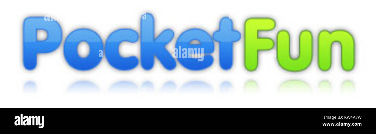 Design del logo di PocketFun, un'azienda di gioco mobile, che riflette l'estetica giovane e giocosa del marchio. Il logo presenta colori vivaci ed elementi di design moderni per un facile riconoscimento nel mercato dei giochi. Foto Stock