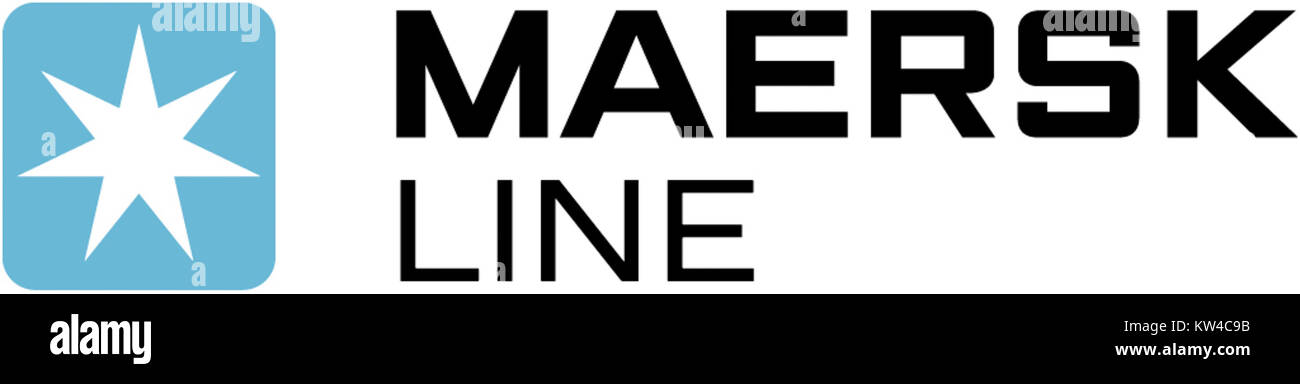 Il logo Maersk Line rappresenta una delle più grandi compagnie di trasporto container a livello mondiale, simboleggiando la logistica marittima e il commercio globale. Foto Stock