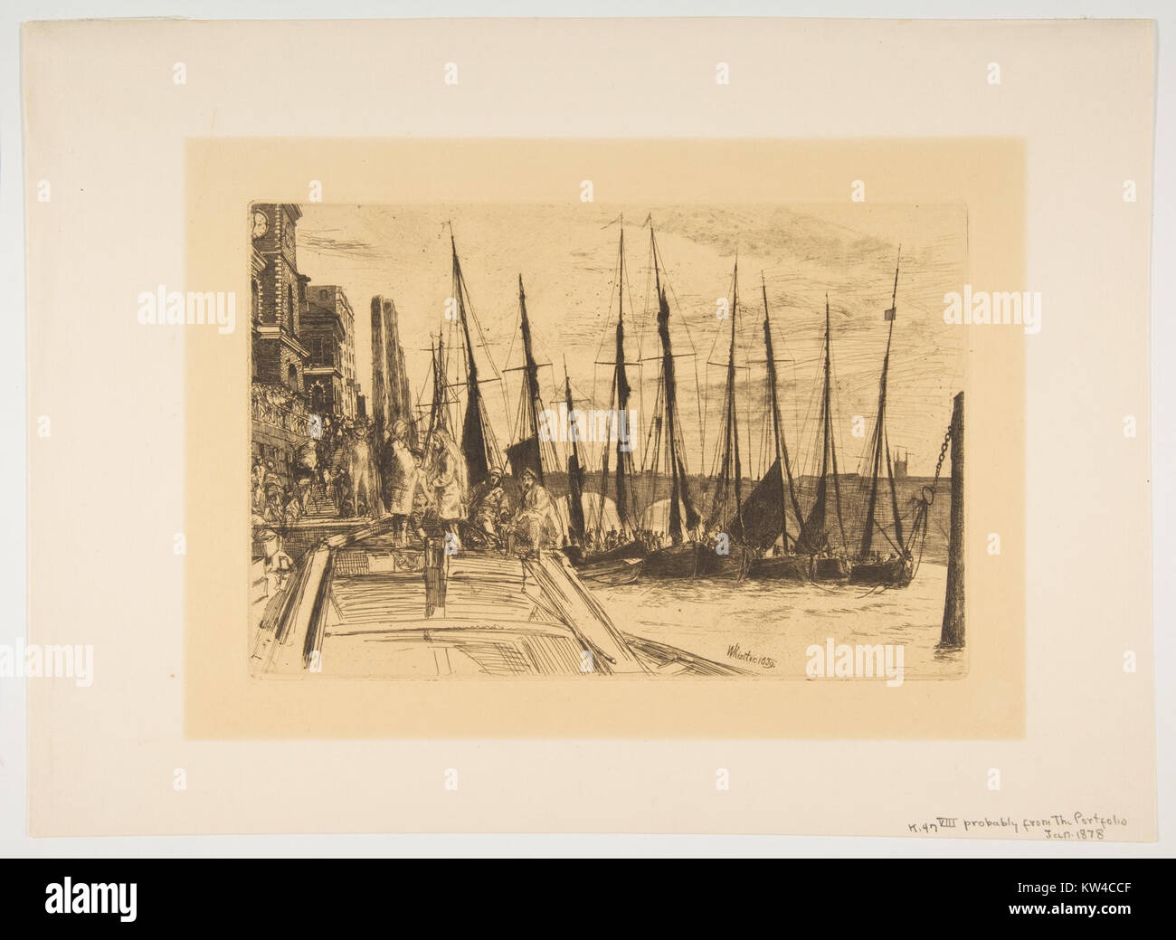 Questa opera d'arte DELLA collezione MET raffigura Billingsgate, uno storico mercato del pesce londinese. L'immagine cattura la natura vivace del mercato, riflettendo il significato di Billingsgate nella storia commerciale di Londra. Foto Stock