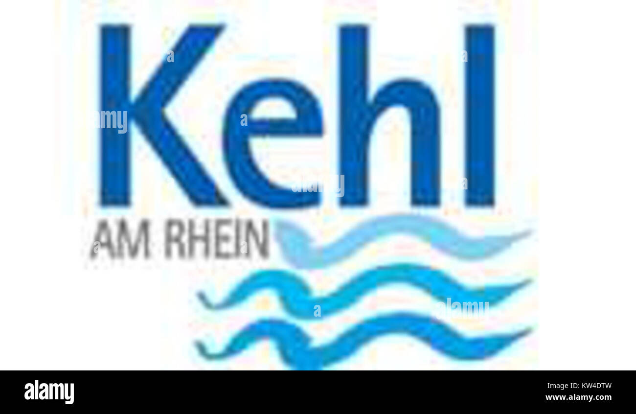 Il logo di Kehl am Rhein rappresenta l'identità della città e il suo collegamento con il fiume Reno. Kehl si trova in Germania, vicino al confine francese, e il suo logo riflette sia il patrimonio locale che la cooperazione transfrontaliera. Foto Stock