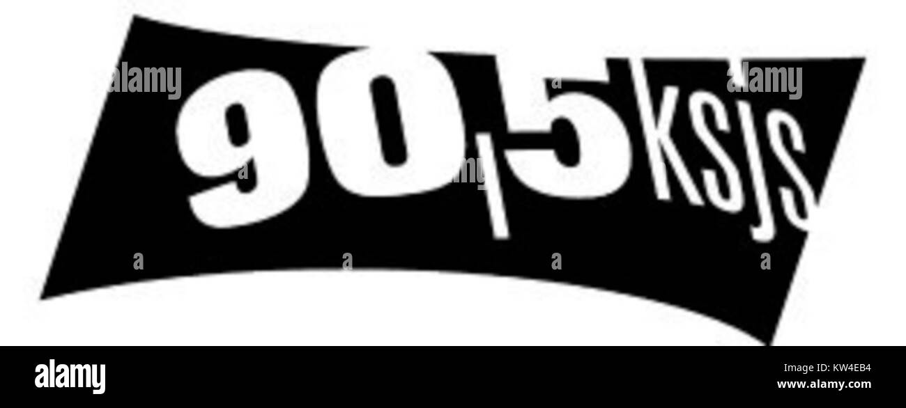 KSJS FM è una stazione radio e il logo rappresenta il marchio e l'identità della stazione. Riflette la missione e la programmazione della stazione nella comunità. Foto Stock
