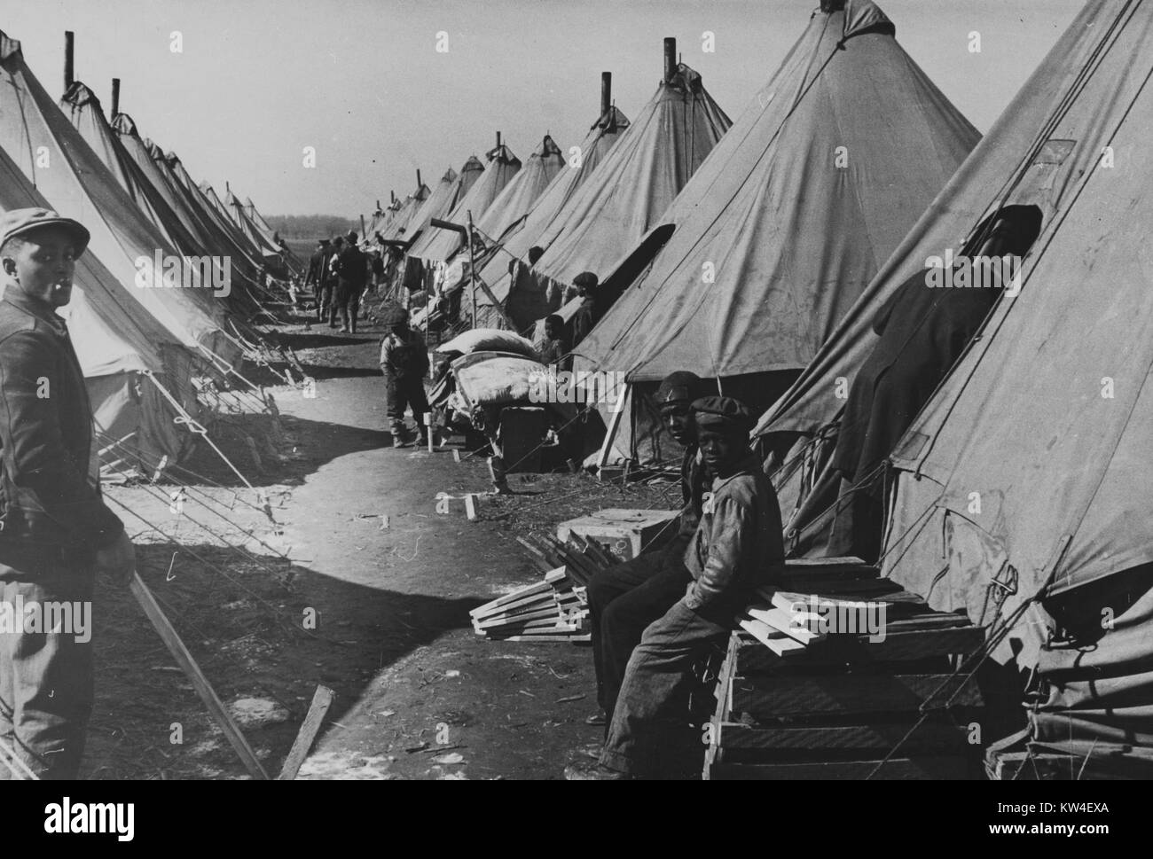 Flood Refugee Camp Forrest City, Arkansas, 1920. Dalla Biblioteca Pubblica di New York. Foto Stock