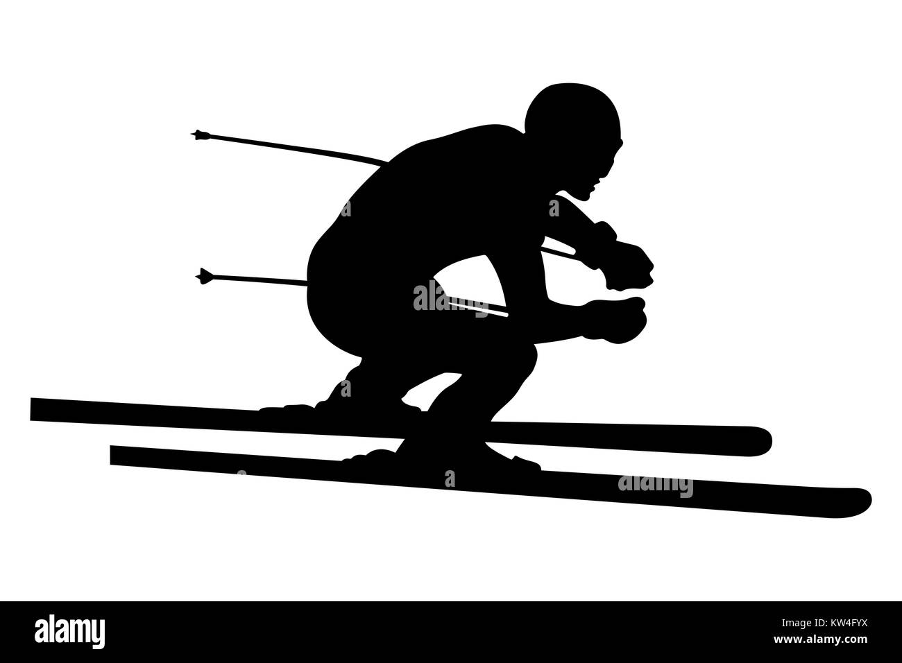 Sciatore atleta in discesa sci alpino illustrazione vettoriale Foto Stock