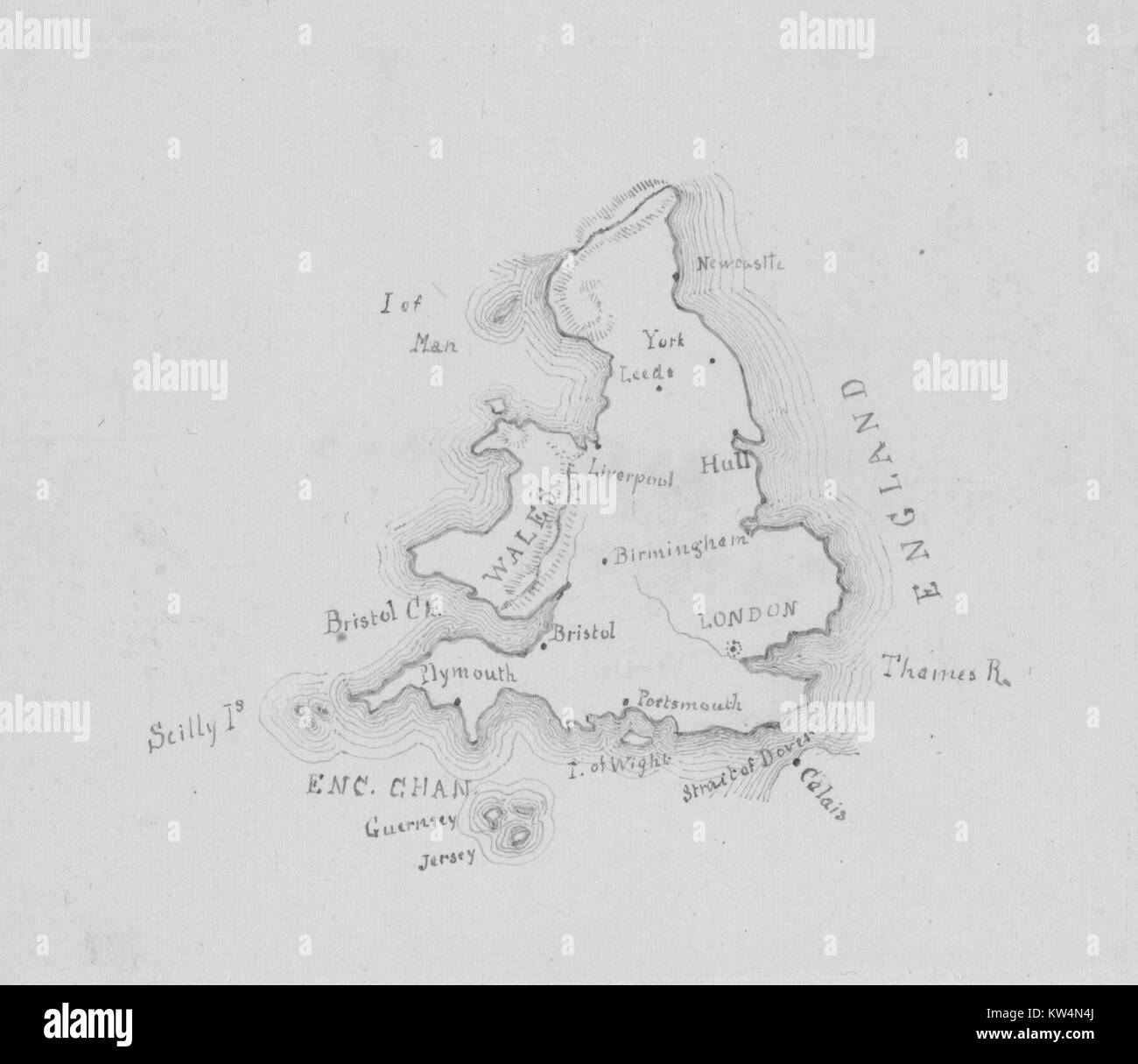 Mappa di Inghilterra e Galles, 1850. Dalla Biblioteca Pubblica di New York. Foto Stock