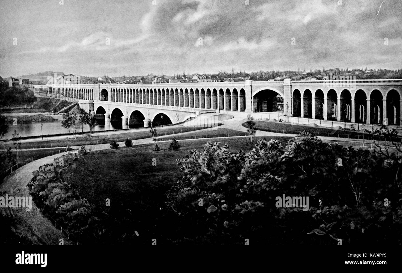 Pont du Jour ponte sopra il fiume Senna, Francia, 1883. Dalla Biblioteca Pubblica di New York. Foto Stock