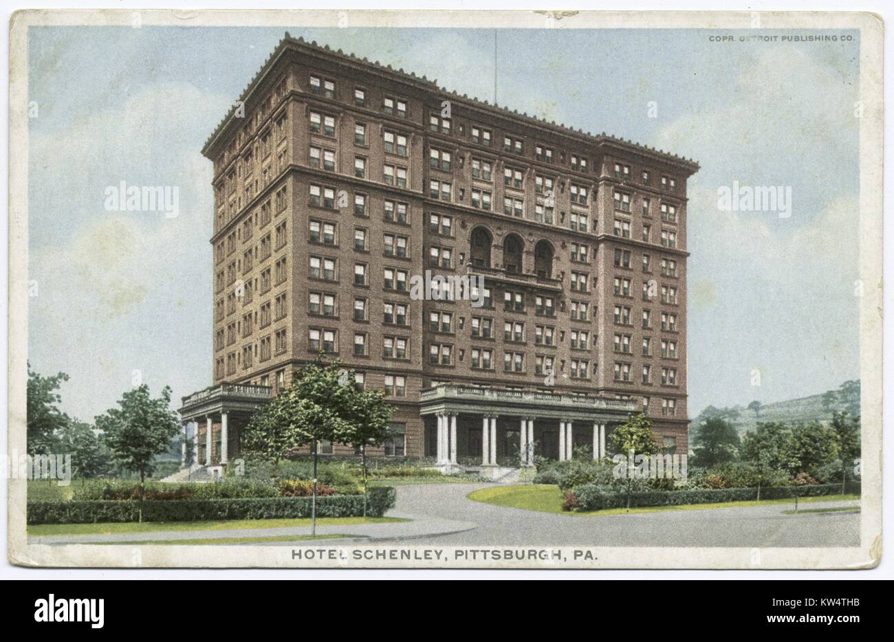Cartolina del Hotel Schenley esterno, Pittsburgh, Pennsylvania, 1914. Dalla Biblioteca Pubblica di New York. Foto Stock