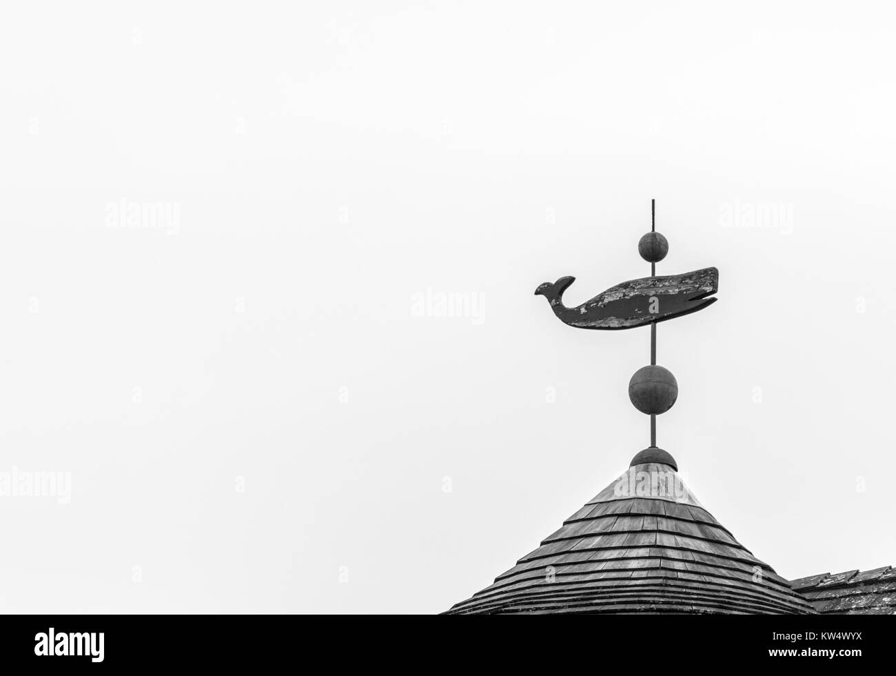 Una banderuola nella forma di una balena Foto Stock