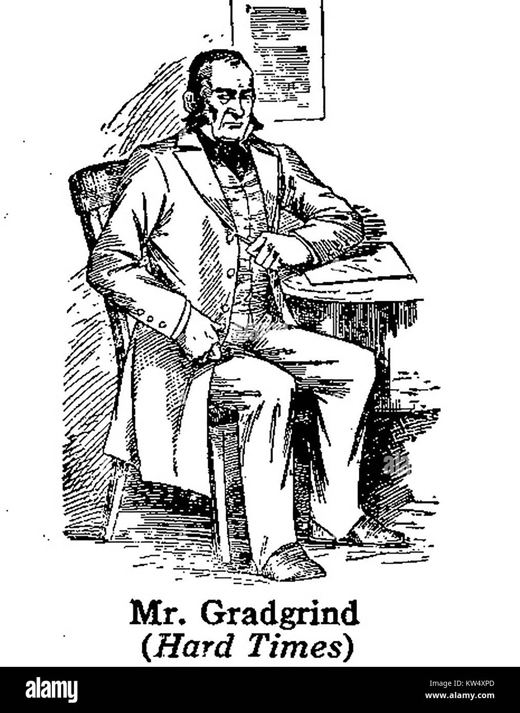 Charles Dickens 1812 al 1870 - Dickens caratteri -1930's illustrazione - il signor Thomas Gradgrind dall' Hard Times' Foto Stock