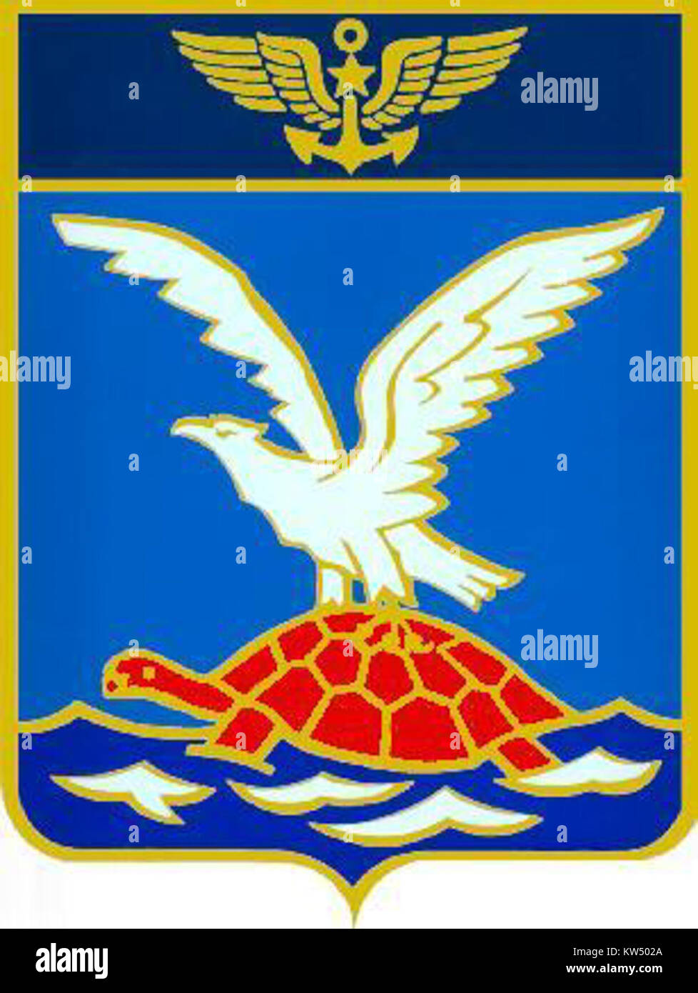 Questo titolo si riferisce all'emblema o allo stemma della 4F Flotilla, un'unità dell'aviazione navale francese. L'emblema rappresenta il significato storico e l'identità di questo gruppo militare durante le sue operazioni. Foto Stock