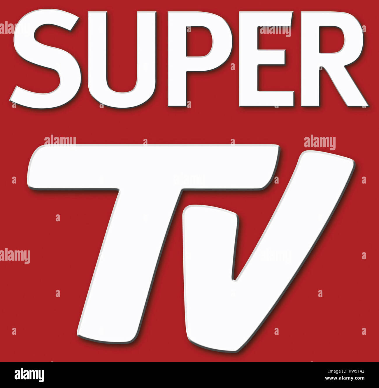 Logo ad alta risoluzione (300 dpi) di "Super TV", una rete televisiva adatta per applicazioni di stampa e supporti digitali. Foto Stock