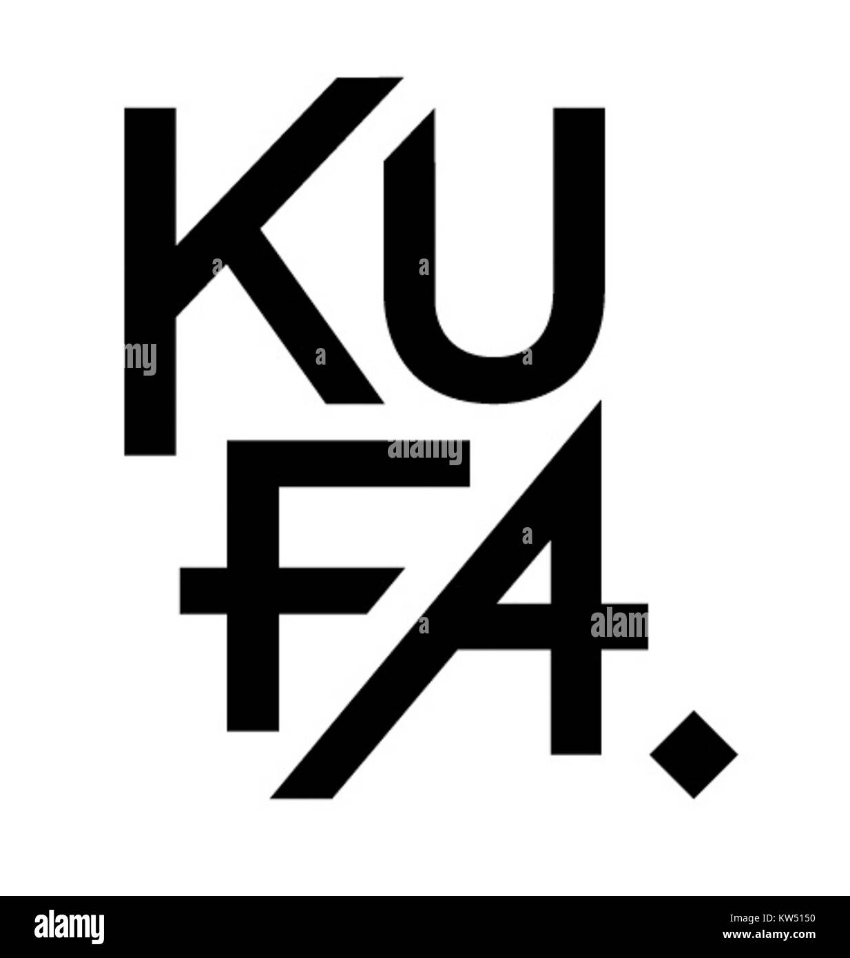 Il logo KUFA rappresenta un marchio o un'organizzazione con un design audace e moderno. L'estetica del logo mira a comunicare forza e innovazione, incorporando elementi che riflettono la mission e i valori dell'azienda. Foto Stock