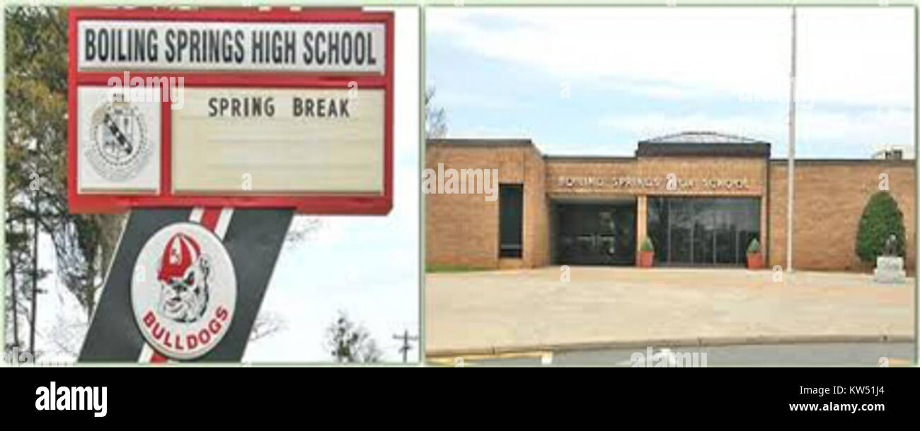 La Boiling Springs High School in South Carolina è una scuola superiore pubblica nota per i suoi programmi educativi e il coinvolgimento degli studenti nelle attività extracurriculari. La scuola offre un'esperienza accademica completa per gli studenti, inclusi corsi di perfezionamento, squadre sportive e vari club. Foto Stock