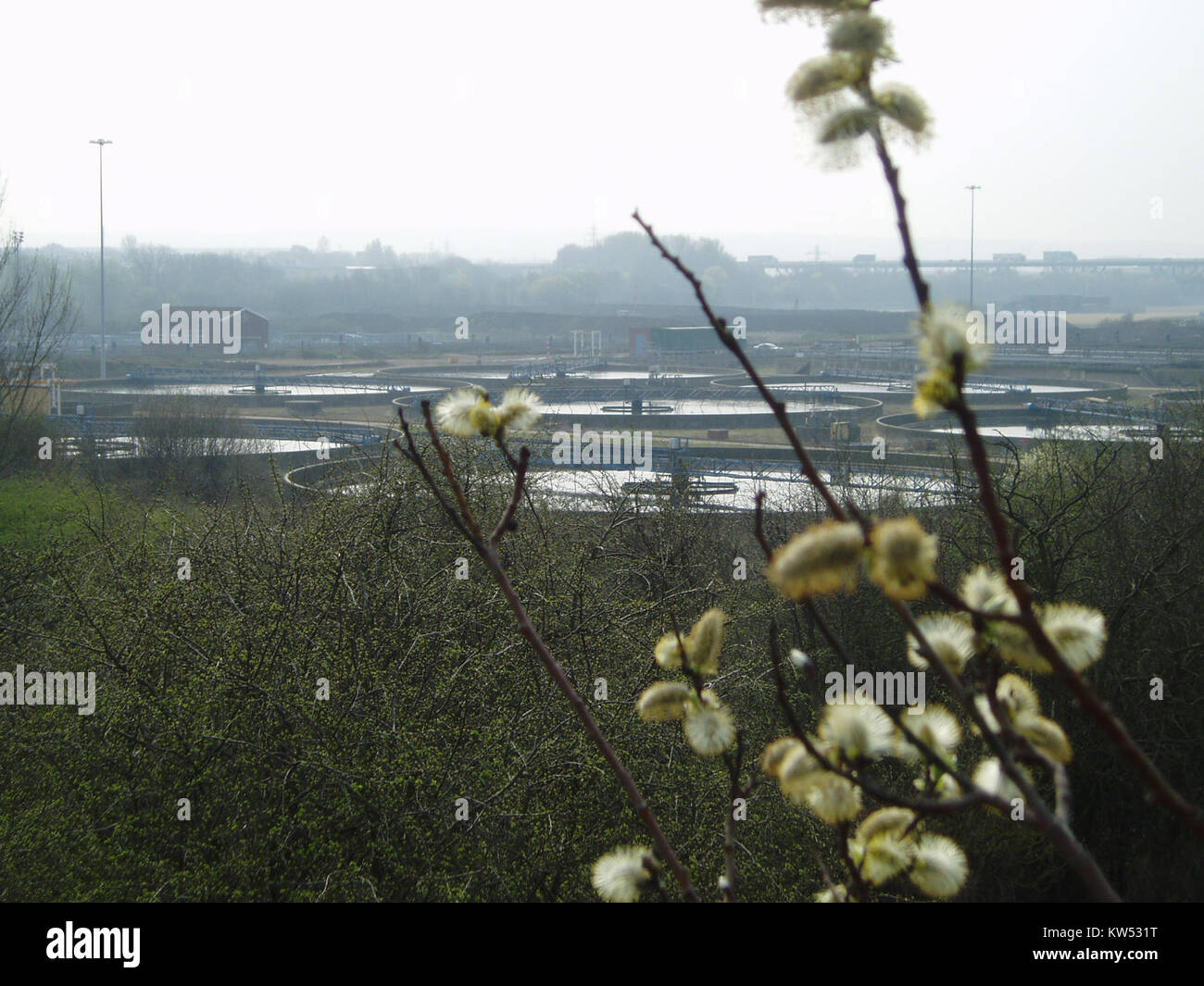 L'impianto di trattamento delle acque reflue di Blackburn Meadows è un impianto industriale responsabile del trattamento delle acque reflue nell'area di Blackburn. Svolge un ruolo chiave nel mantenimento dell'igiene ambientale e della salute pubblica nella regione. Foto Stock