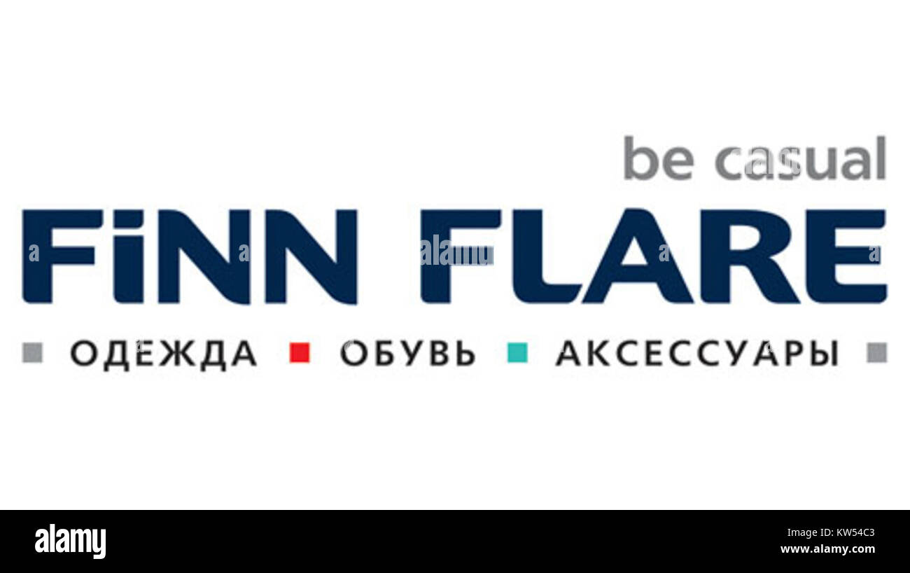 Il logo Finn FLARE rappresenta un marchio noto nel settore della moda, riconosciuto per l'abbigliamento di qualità e il design elegante, con particolare attenzione all'abbigliamento moderno e casual. Foto Stock