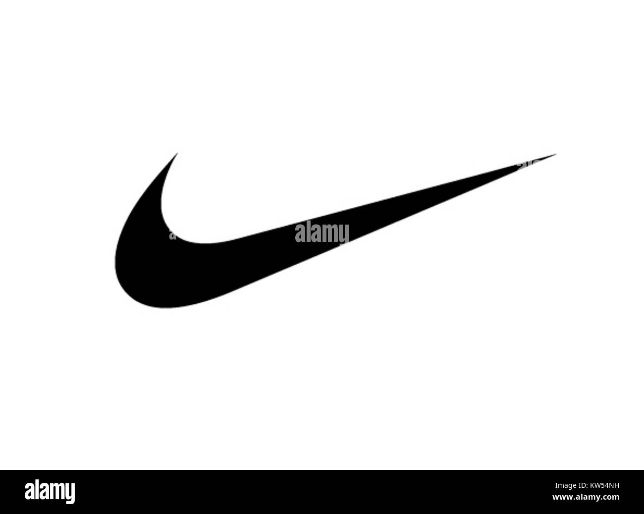 Il logo principale Nike rappresenta il marchio iconico, simboleggia le prestazioni atletiche, l'innovazione e la presenza globale di Nike. Noto per il suo caratteristico design in Swoosh, il logo è una parte essenziale dell'identità del marchio. Foto Stock