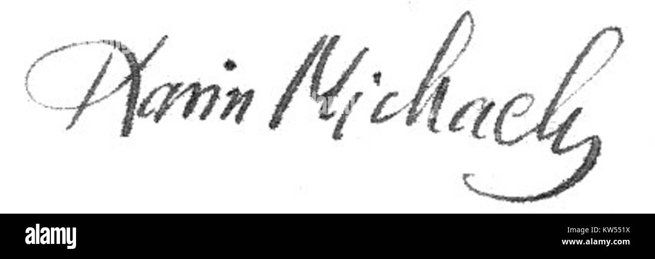 Karin Michaelis è stata una scrittrice danese nota per i suoi romanzi e le sue opere che esplorano temi di amore e relazioni. Questa firma rappresenta la sua eredità letteraria e i suoi contributi alla letteratura dei primi anni del XX secolo. Foto Stock