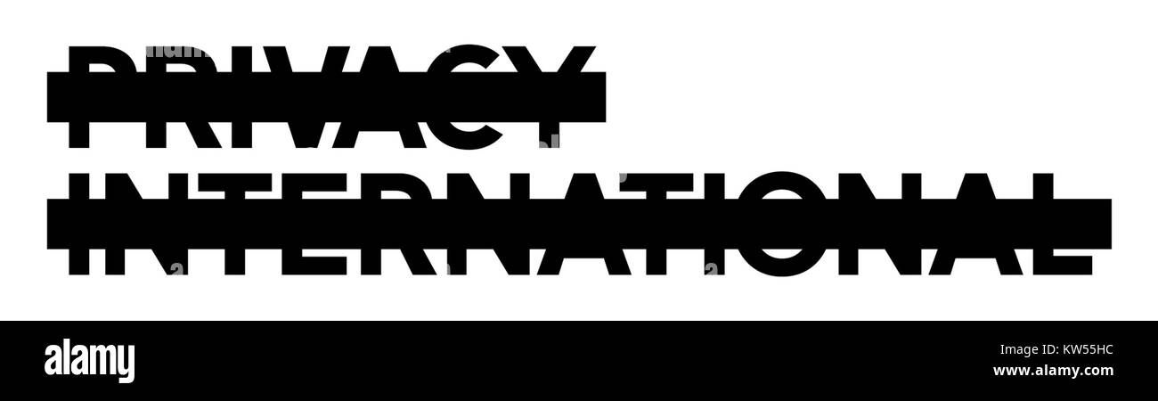 Il logo "Privacy International", progettato nel 2012, rappresenta la missione dell'organizzazione di promuovere i diritti alla privacy e la protezione dei dati in tutto il mondo. Il logo simboleggia l'impegno dell'organizzazione a proteggere la privacy personale degli individui in un mondo sempre più digitale. Foto Stock