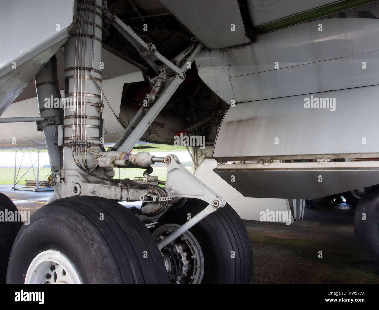 Boeing 747 Main landing gear pic1 Foto Stock