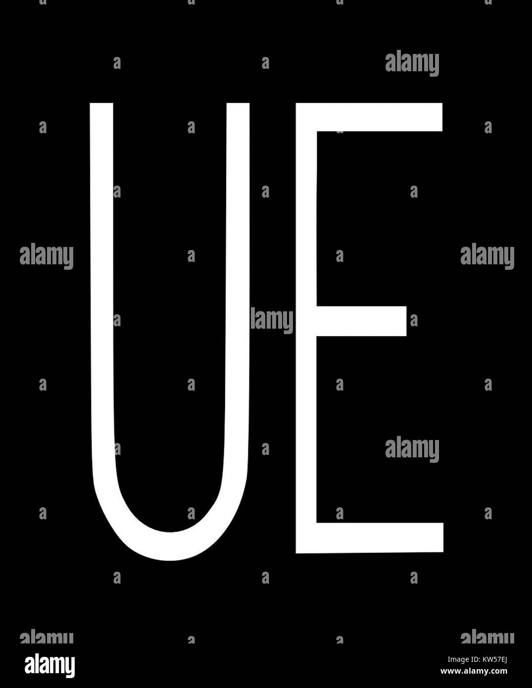 Il logo della Universal Edition, un'importante casa editrice musicale, dal 2008. Il logo rappresenta l'identità del marchio nel settore musicale. Foto Stock