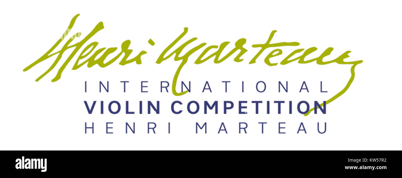 Il logo del Concorso Internazionale di violino Henri Marteau rappresenta il prestigioso evento musicale dedicato alla performance del violino, intitolato al famoso violinista tedesco Henri Marteau. Foto Stock