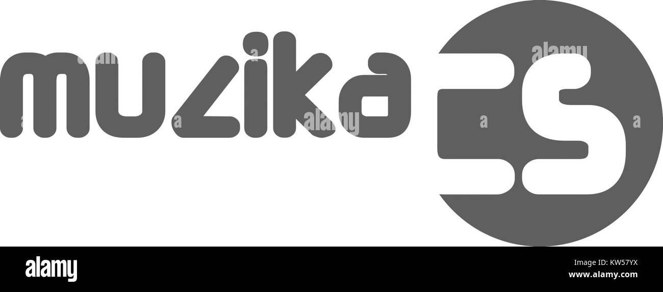 LogoMUZIKAcs Grey è un design che rappresenta un marchio o un'organizzazione legata alla musica. Il colore e lo stile del logo potrebbero indicare un focus sulla produzione o sulle performance musicali, simboleggiando l'identità del marchio nell'industria musicale. Foto Stock