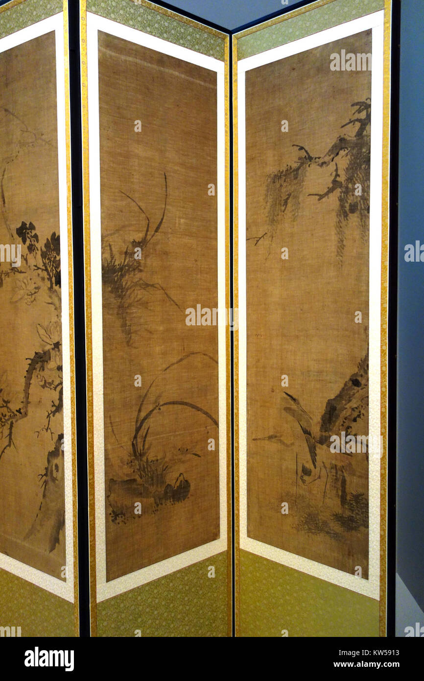 La fioritura delle piante con gli uccelli e gli animali, dettaglio 4, attribuito a Chang Sung Op (1843 1897), Corea, probabilmente alla fine del XIX all inizio del XX secolo, inchiostro su seta Chazen Museum of Art DSC01718 Foto Stock