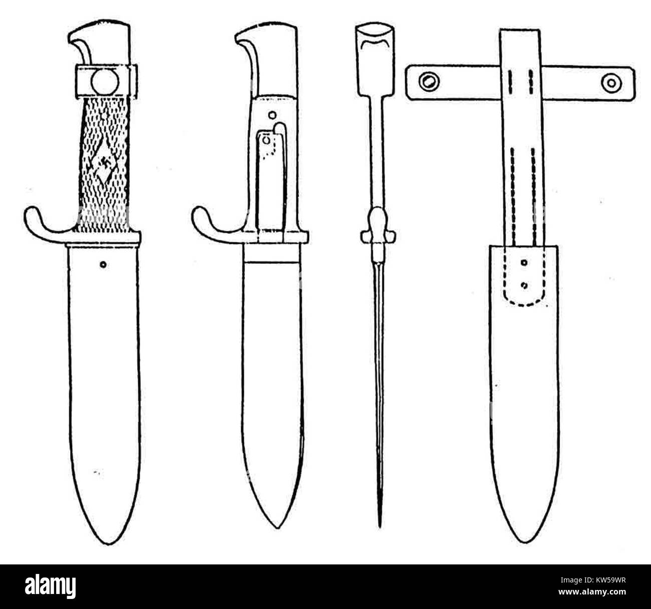 Un disegno etichettato "HJ FM" probabilmente tratto da un archivio storico, forse raffigurante un soggetto legato all'opera militare o artistica tedesca. Foto Stock