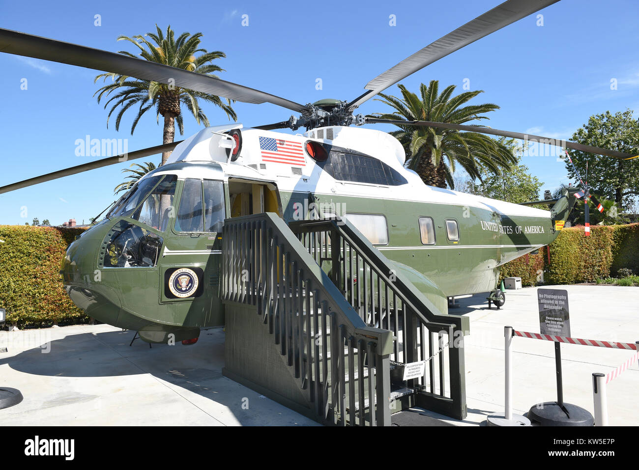 YORBA Linda, California - 24 febbraio 2017: Marine una libreria di Nixon. L'elicottero è stato utilizzato da 4 Presidenti Kennedy, Johnson, Nixon e Ford. Foto Stock