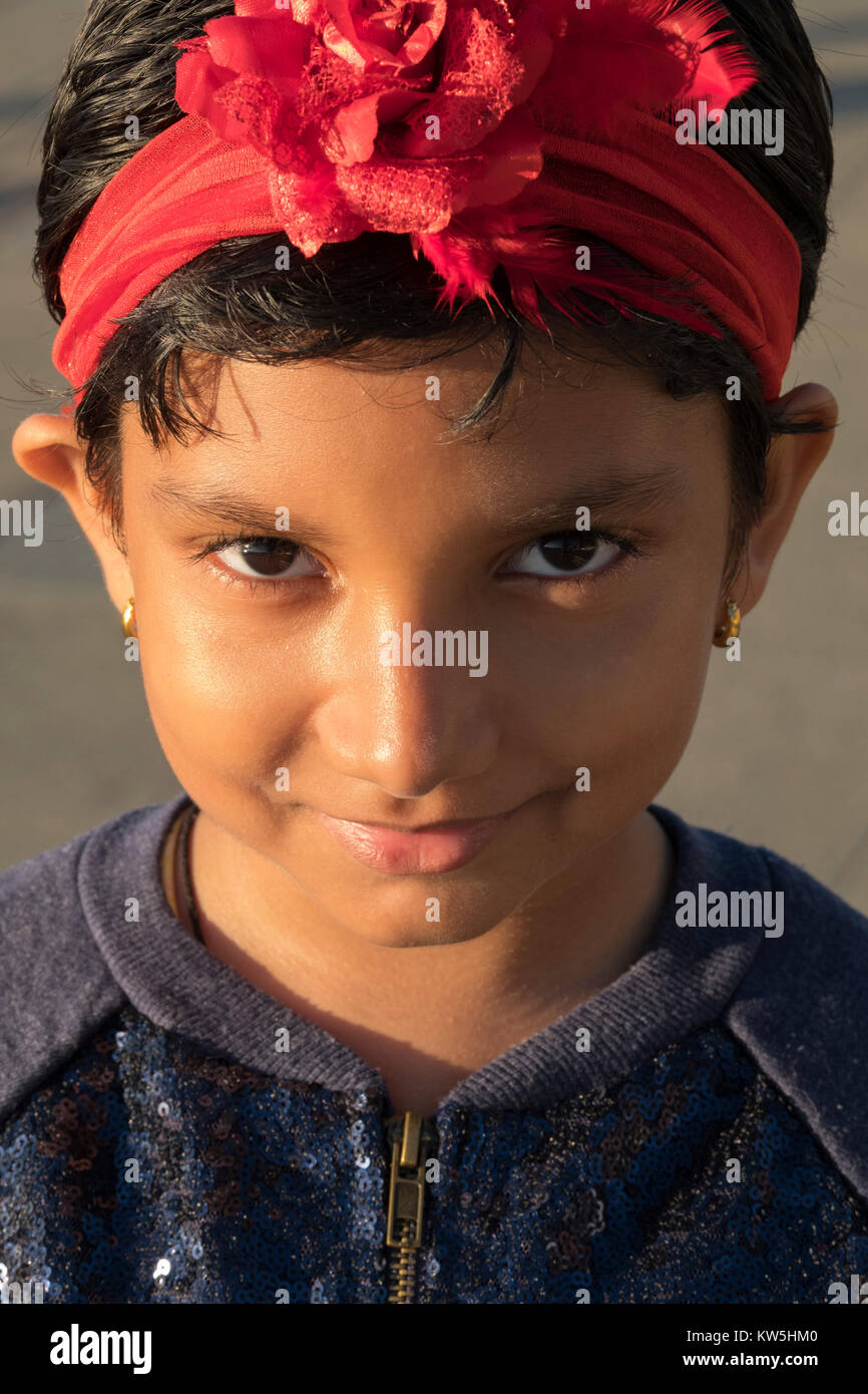 Eticamente East Indian bambina 7 anni Foto Stock