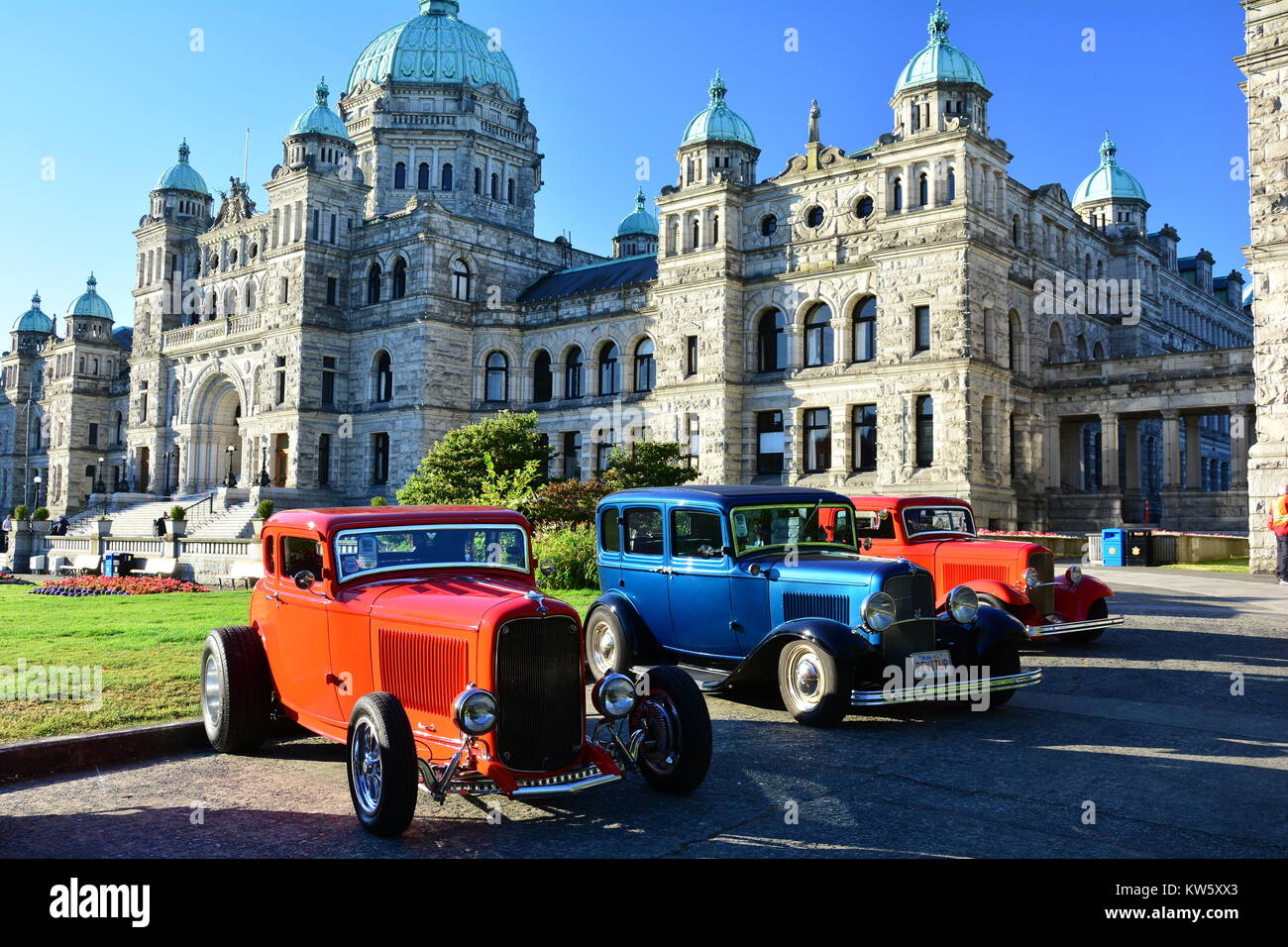 Classic car festival in Victoria BC,Canada.Il Deuce Coupe rally. Foto Stock