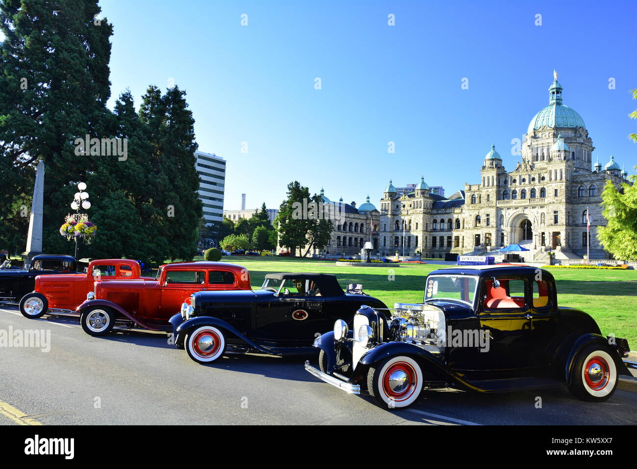 Classic car festival in Victoria BC,Canada.Il Deuce Coupe rally. Foto Stock