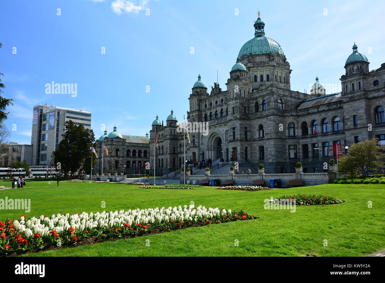 Gli edifici della legislatura della capitale della Columbia Britannica in Victoria BC, Canada. Foto Stock