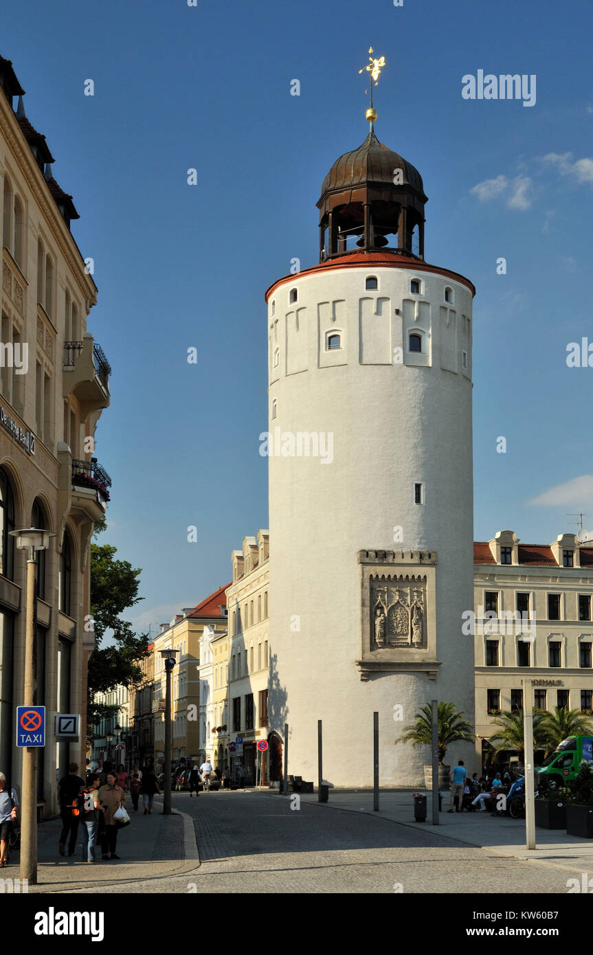 Torre più spessa con stemma comunale, Goerlitzer Città Vecchia, Dicker Turm mit Stadtwappen, Goerlitzer Altstadt Foto Stock