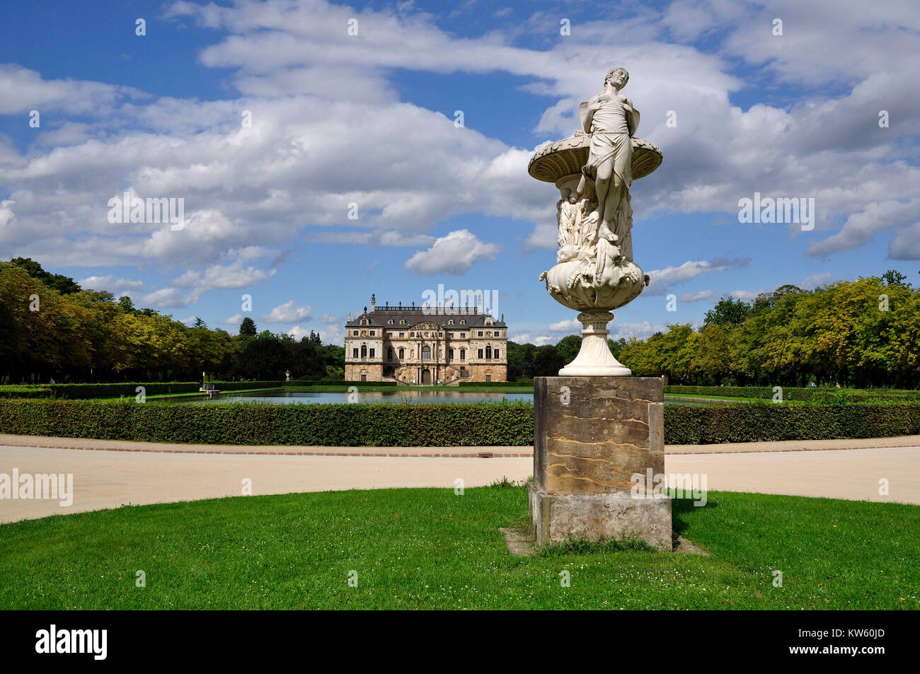 Palazzo nel grande giardino, il grande parco di Dresda, Palais im Grosser Garten, Dresda Grosser Garten Foto Stock