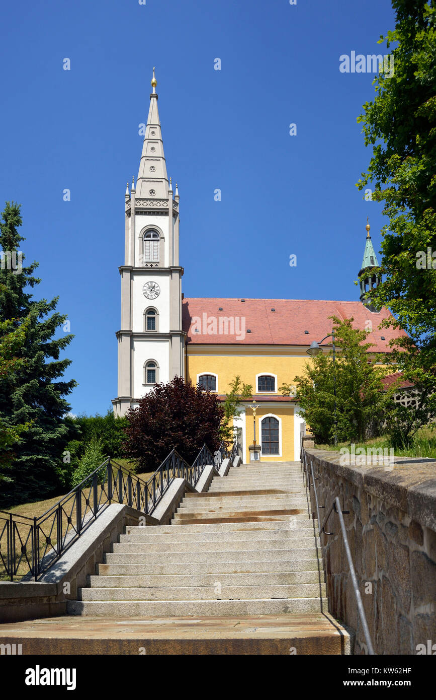 Lusazia, chiesa cattolica il giorno di assunzione in Schirgiswalde, Lausitz, katholische Kirche Mariae assunta in Schirgiswalde Foto Stock